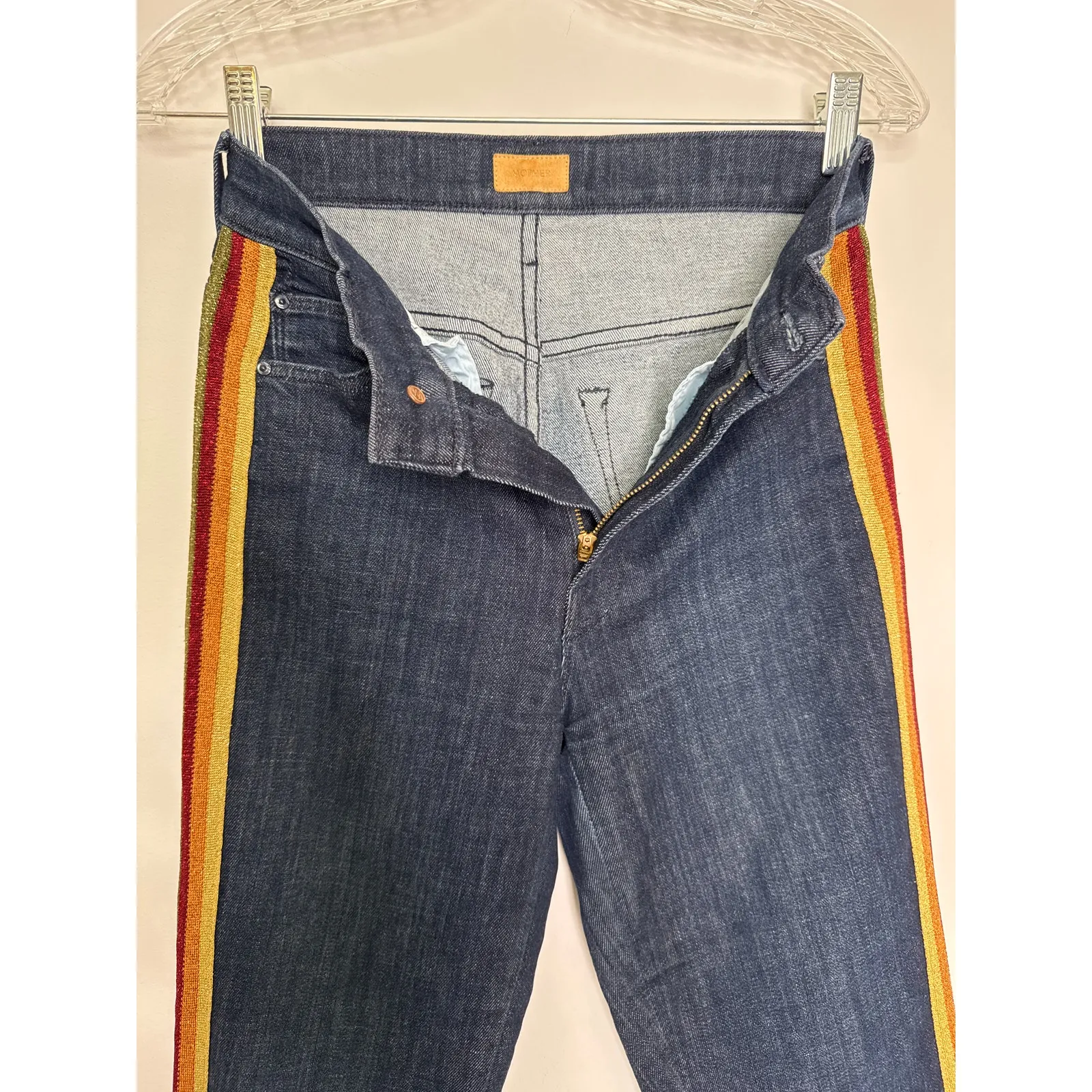 Mother Insider Crop Blue Jeans Swept Away Glitter Racer waist 25 - Image 8