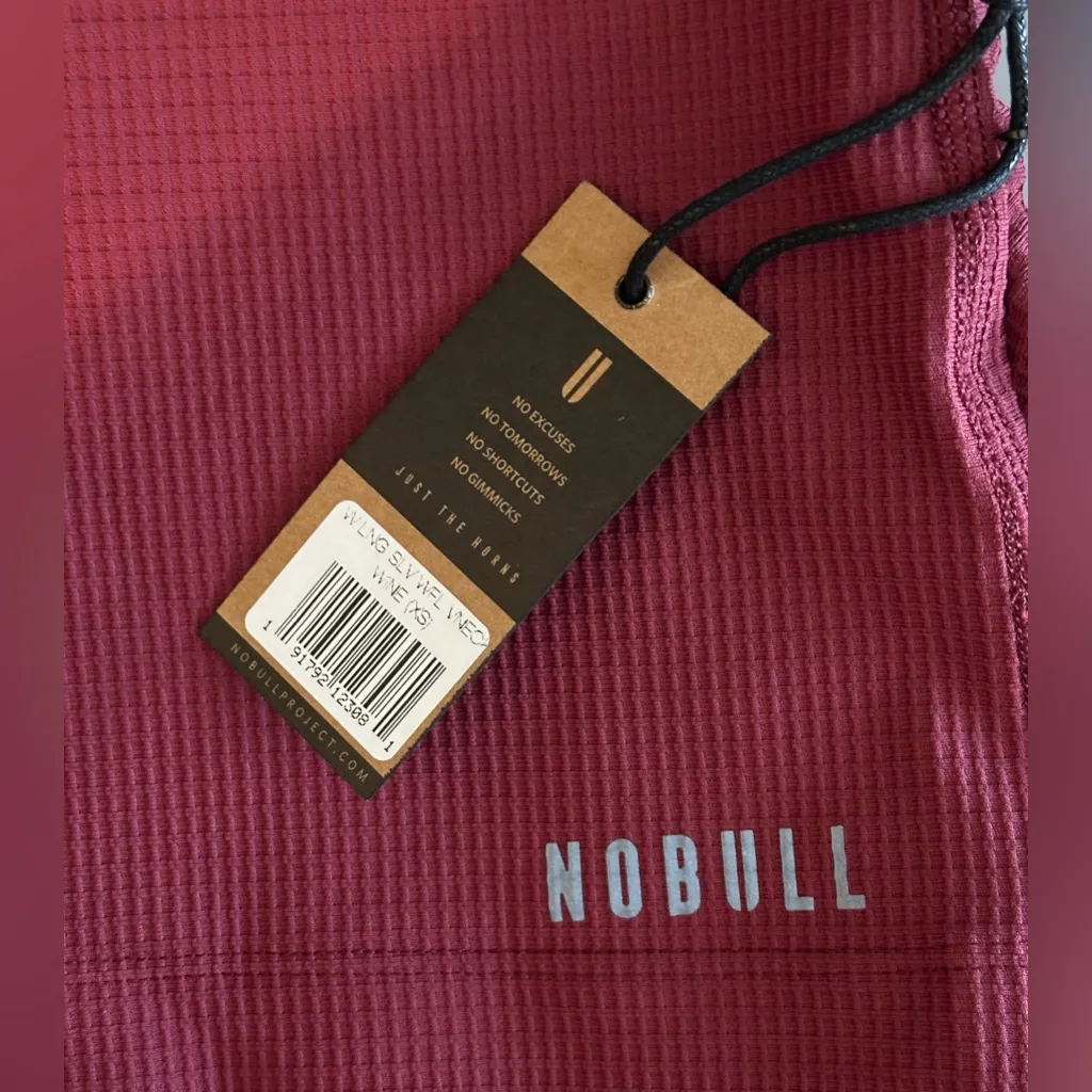 NWT NOBULL V-Neck Long Sleeve Waffle Women's Sweatshirt - XS - Wine (Red) - Image 6