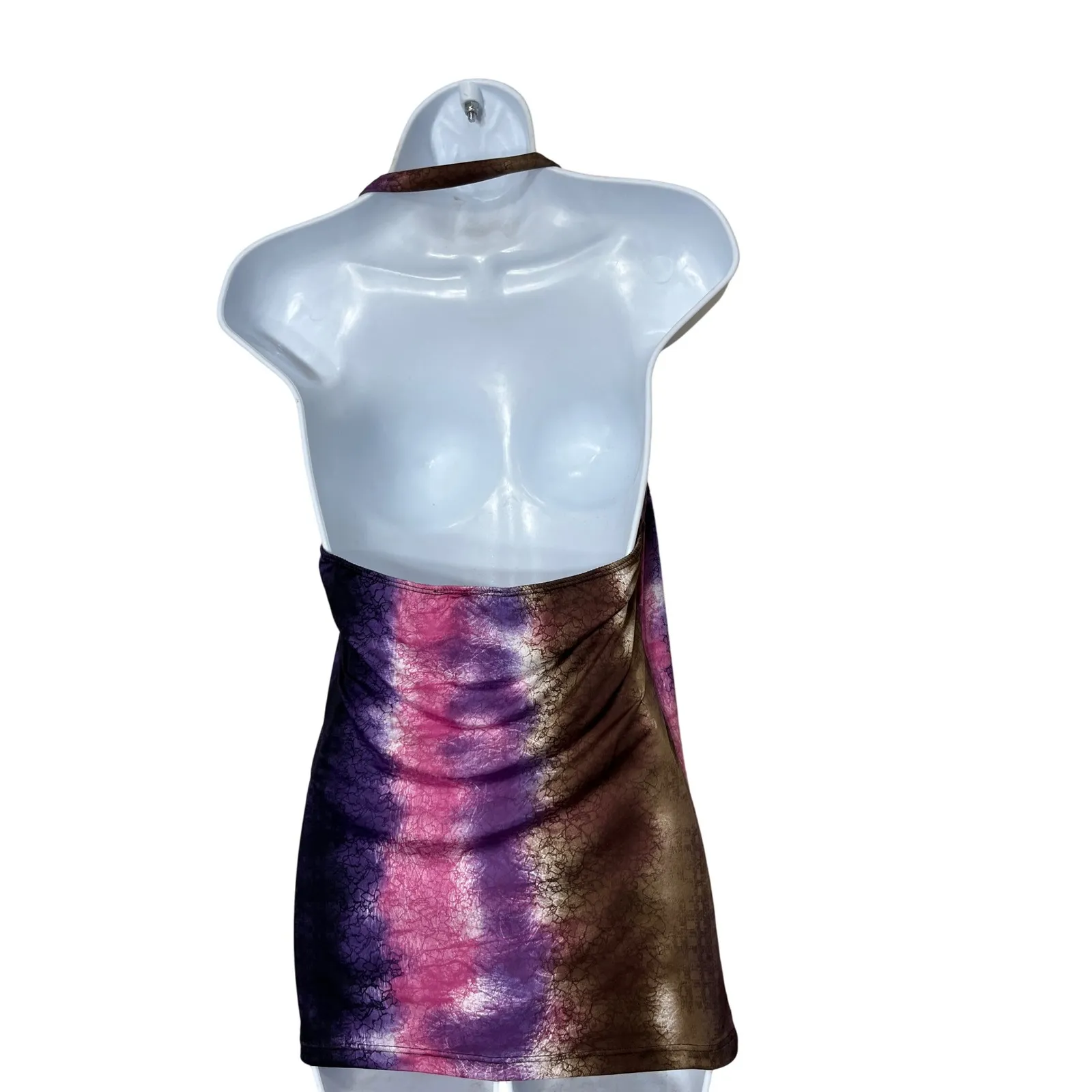 Venecia Y2K Purple Pink Top Halter Criss Cross Drape Front Sleeveless Blouse L Size L - Image 4