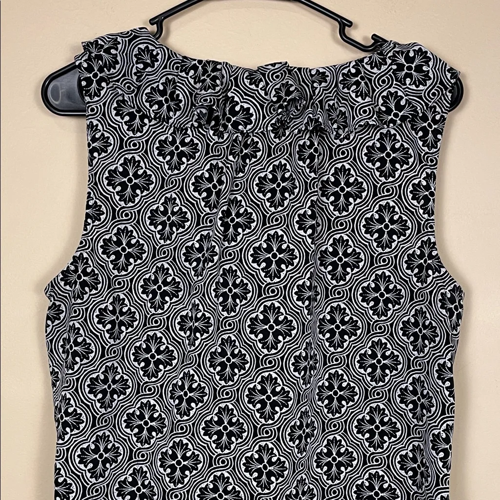 Banana Republic Women’s Pattern Black White Button-Up Tie Bow Ruffle Blouse - Image 7