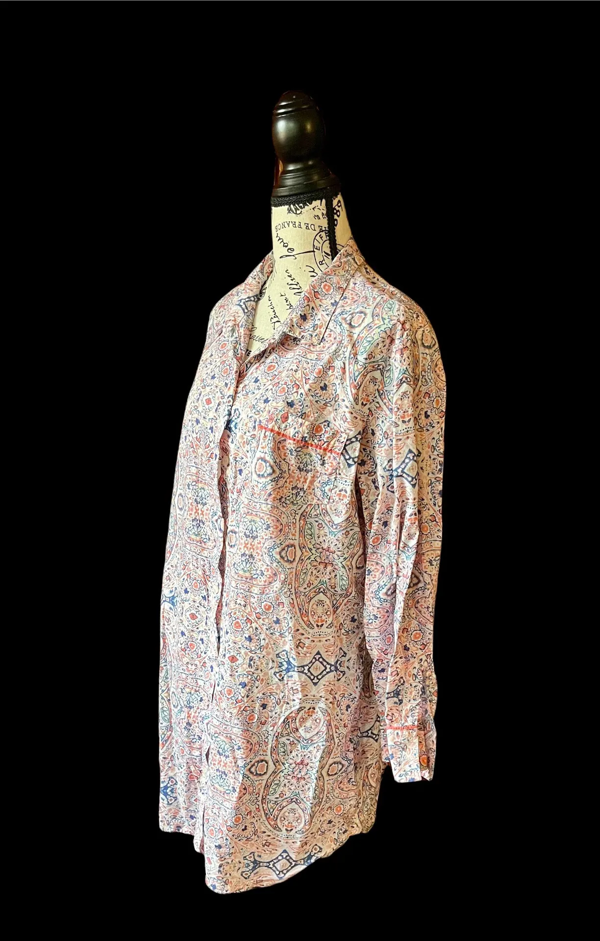 Womens Victoria Secret Multicolor Button Up Long Sleeve Night Shirt L - Image 2