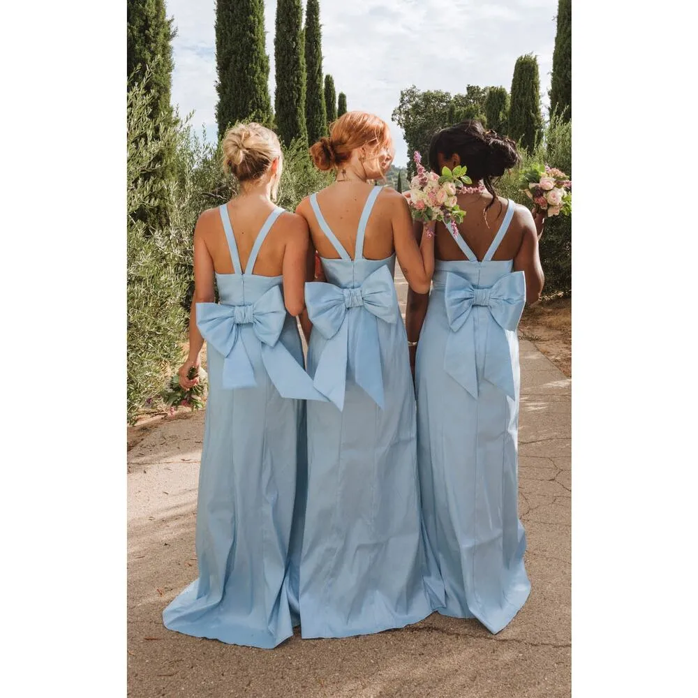 Show Me Your Mumu Charlotte Bow Dress in Light Blue Taffeta M - Image 3