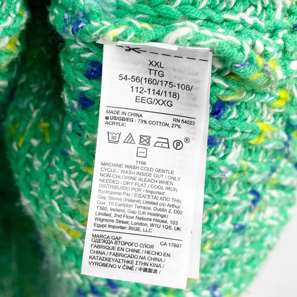 Gap Green Mock Neck Boho Cable Knit Sweater SZ 2XL - Image 3