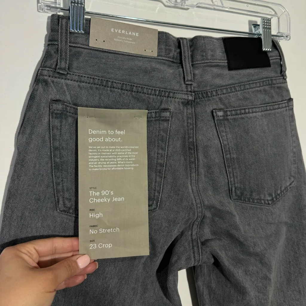 EVERLANE The‎ 90's Cheeky Jean Crop In Acid Gray Button Fly Size 23 - Image 6
