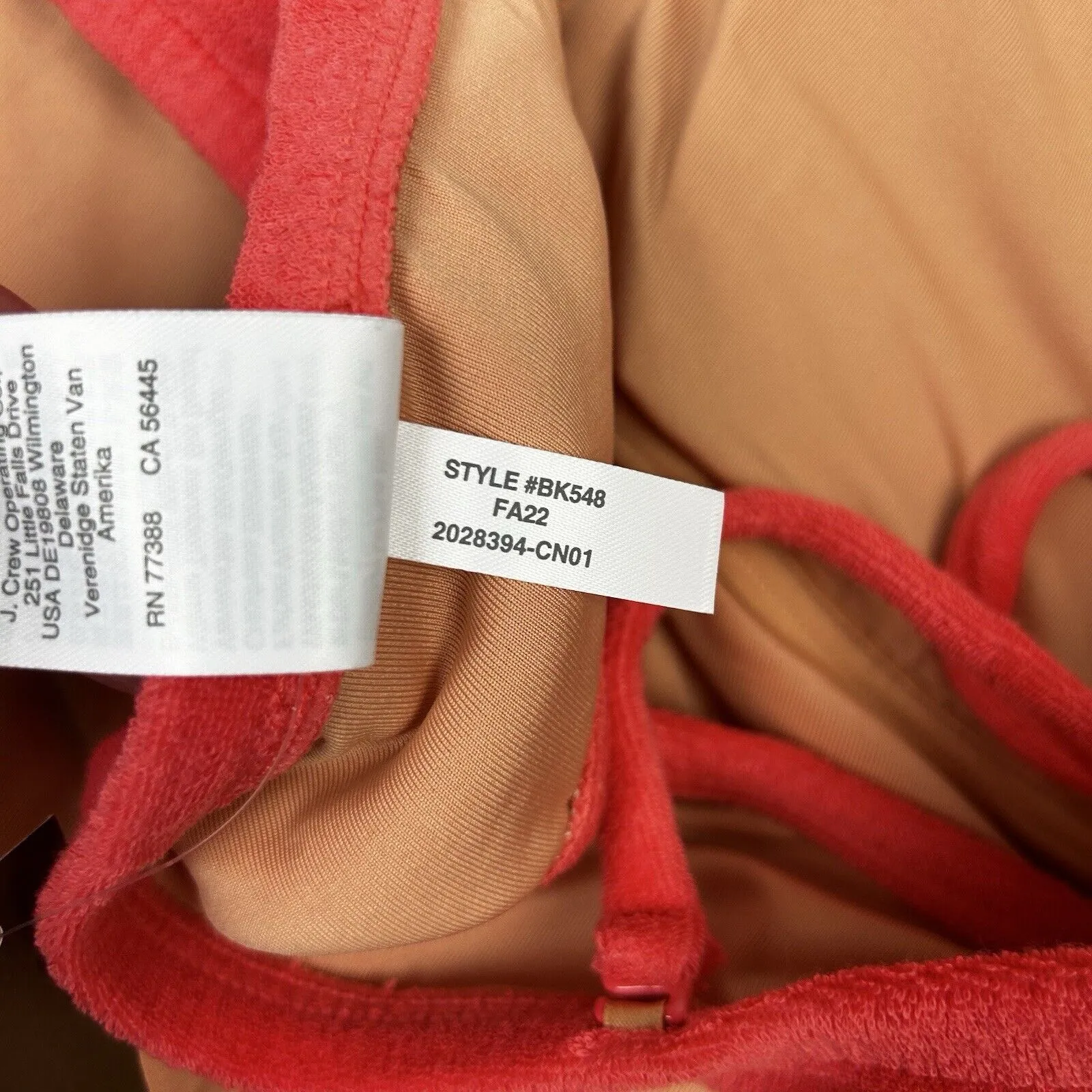 J Crew Cut Out Bandeau One Piece Swimsuit in Terry Coral Size 22 -BK548 - Image 8