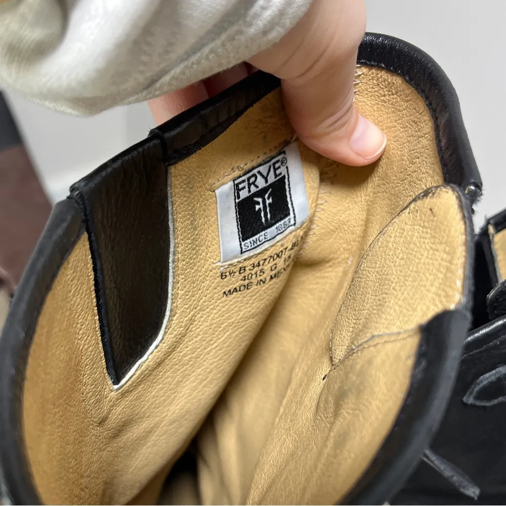 FRYE Pippa Black Back Zip Tall Leather Boots Sz 6.5 - Image 14