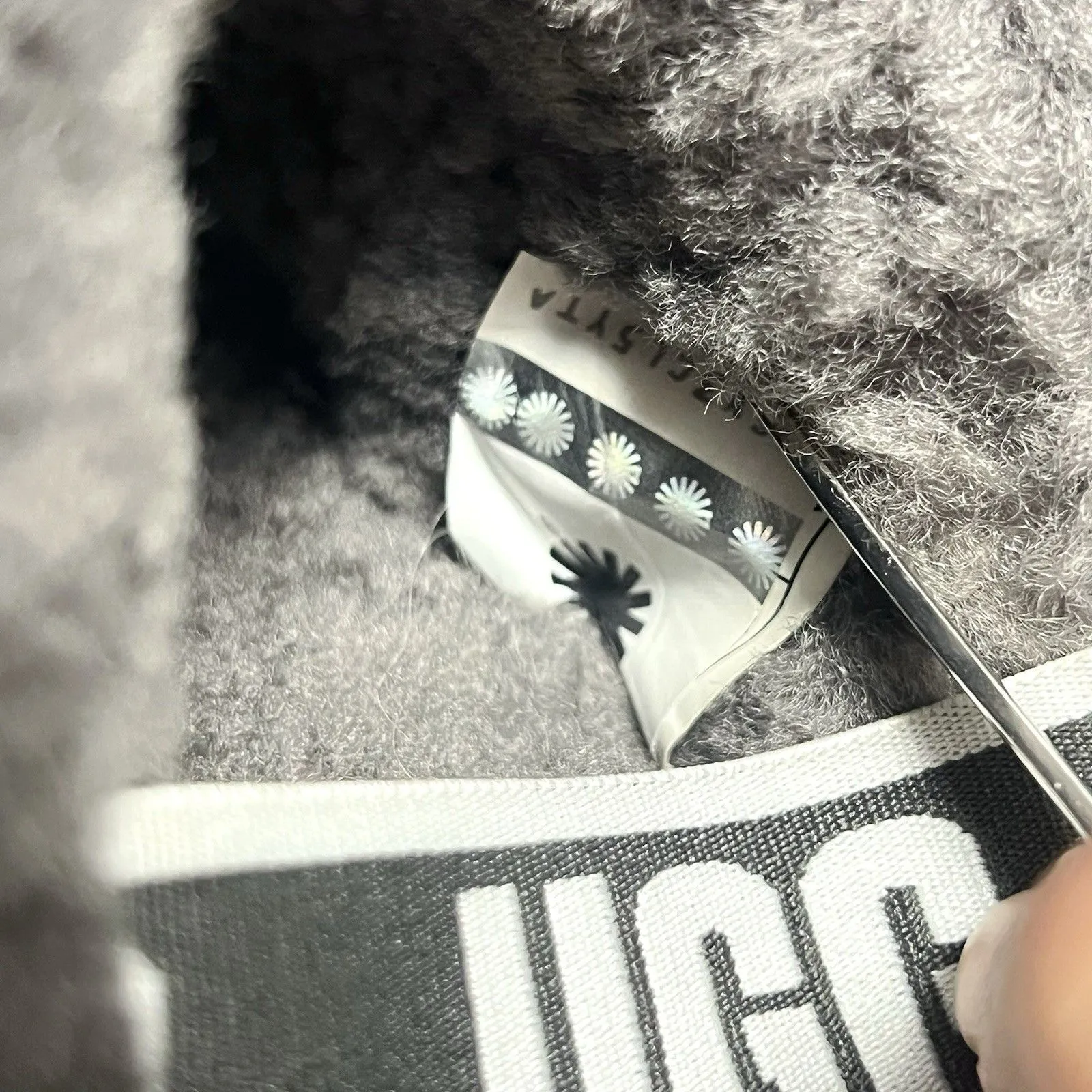 UGG Fluff Yeah Slide Fur Slippers Charcoal Grey Slingback Plush Women’s Size 11 - Image 10