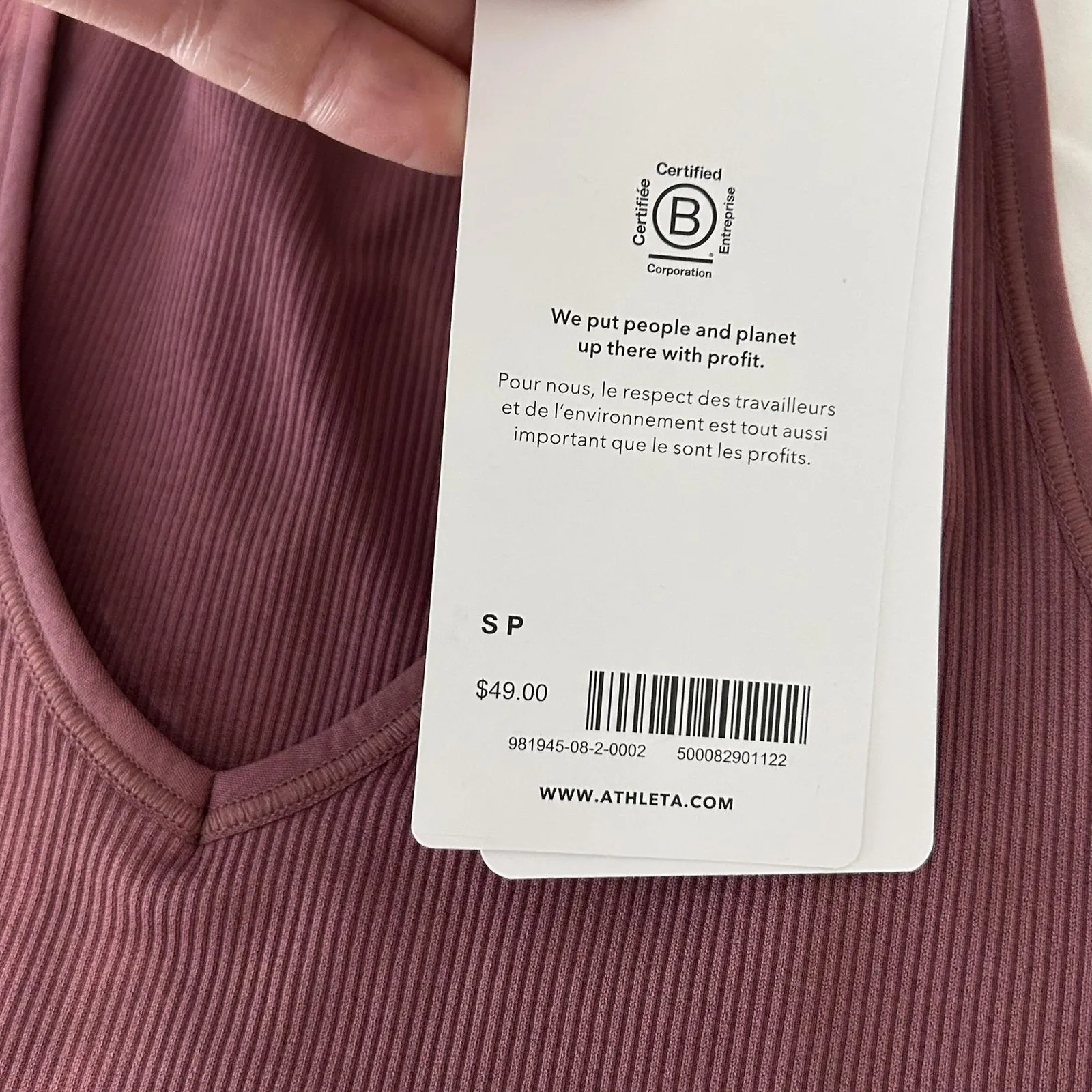 Athleta Aurora Tank Top Womens Small Ribbed Sleeveless V Neck NWT Yoga Gym - Image 4