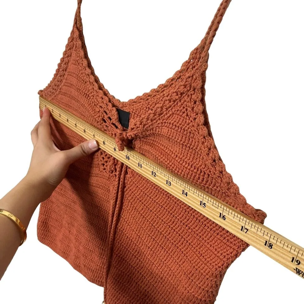 Intermix Cheyenne Crochet Tank Top Spaghetti Straps Burnt Orange Women’s Size S - Image 7