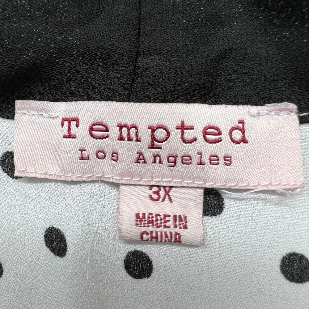 Tempted Los Angeles Womens Polka Dot Top 3X Flowy Career Party Event Dressy White - Image 2