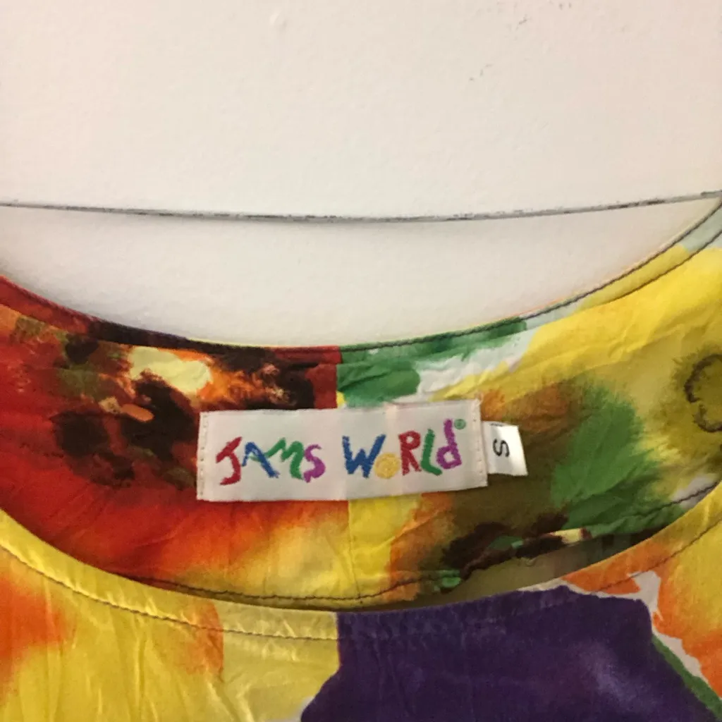 Vintage Jams World Hattie Tiered Mini Dress in Mixed Poppy Print Size Small - Image 2