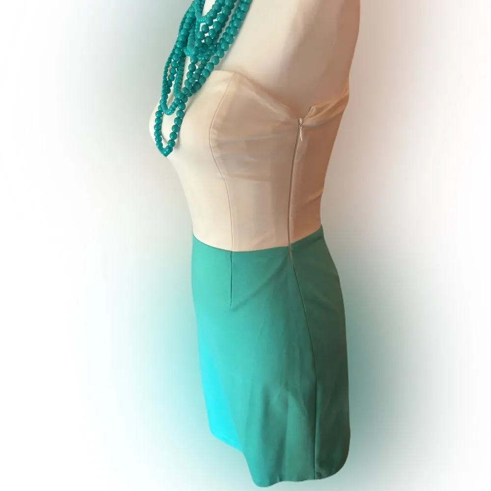 ERIN by Erin Fetherson One Shoulder Knee Length ColorBlock Dress, Sz. 2, EUC Blue - Image 7