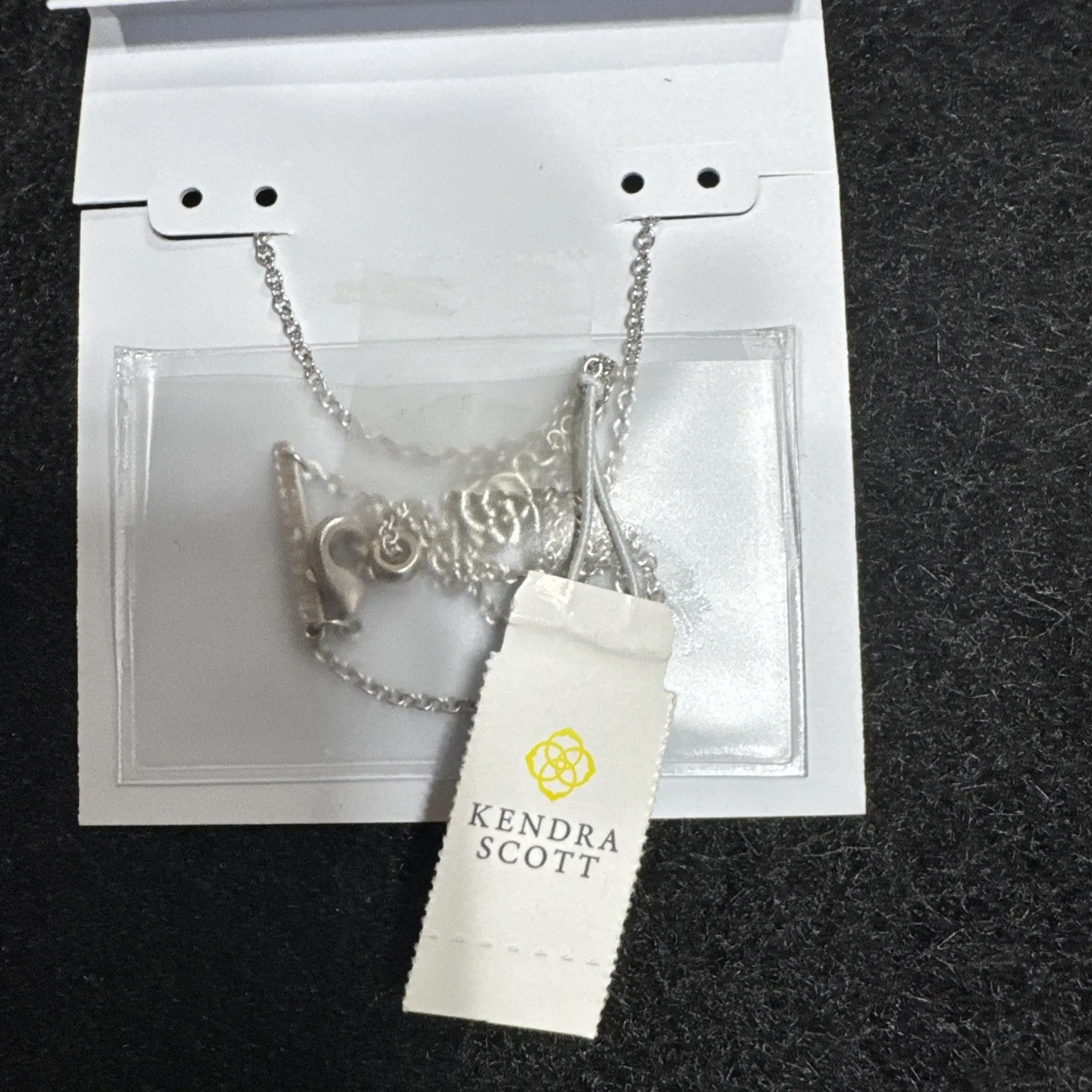 Kendra Scott Letter Disc Pendant Necklace Rhodium Mother-Of-Pearl “H” - Image 3