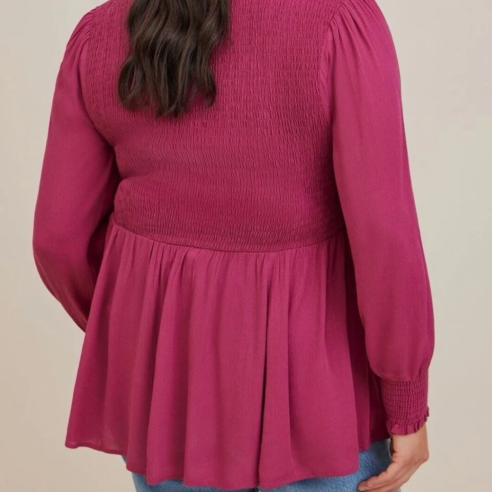 Torrid Babydoll Crinkle Gauze Smocked Top - Image 7