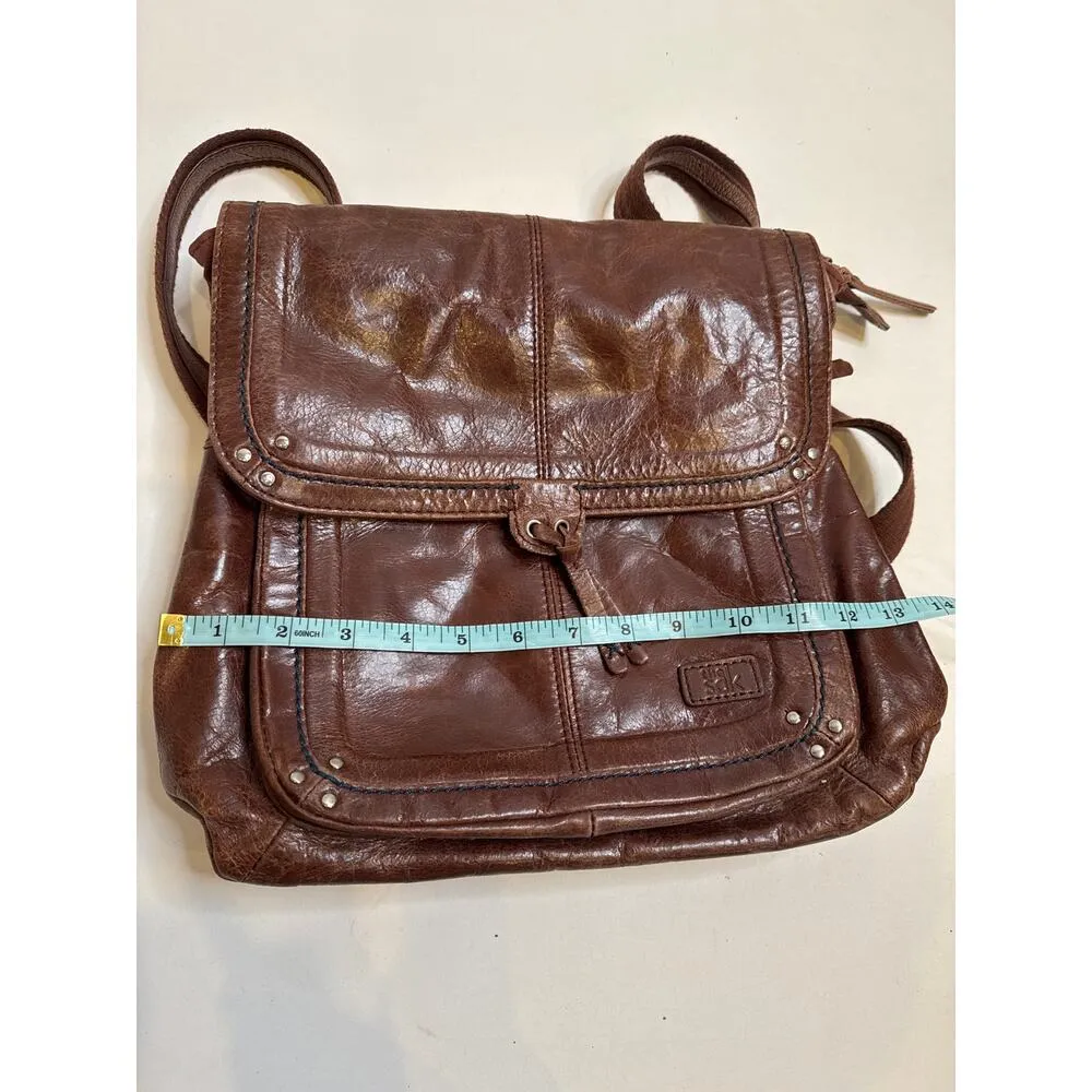The Sak Brown Convertible Snap Backpack Crossbody Bag Purse Leather OS Pockets - Image 8