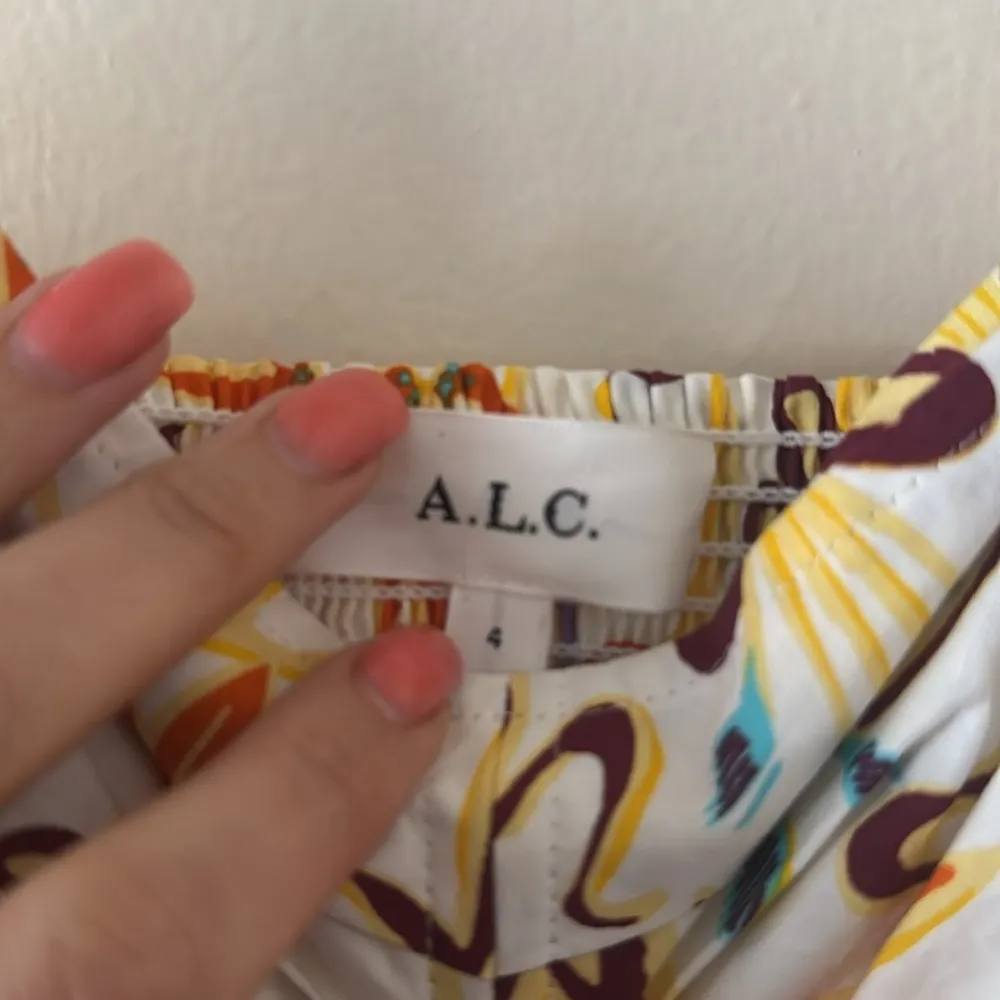 A.L.C A-Line Midi Dress White Multi Lilah Print Flounce Hem Size 4 $495 - Image 11