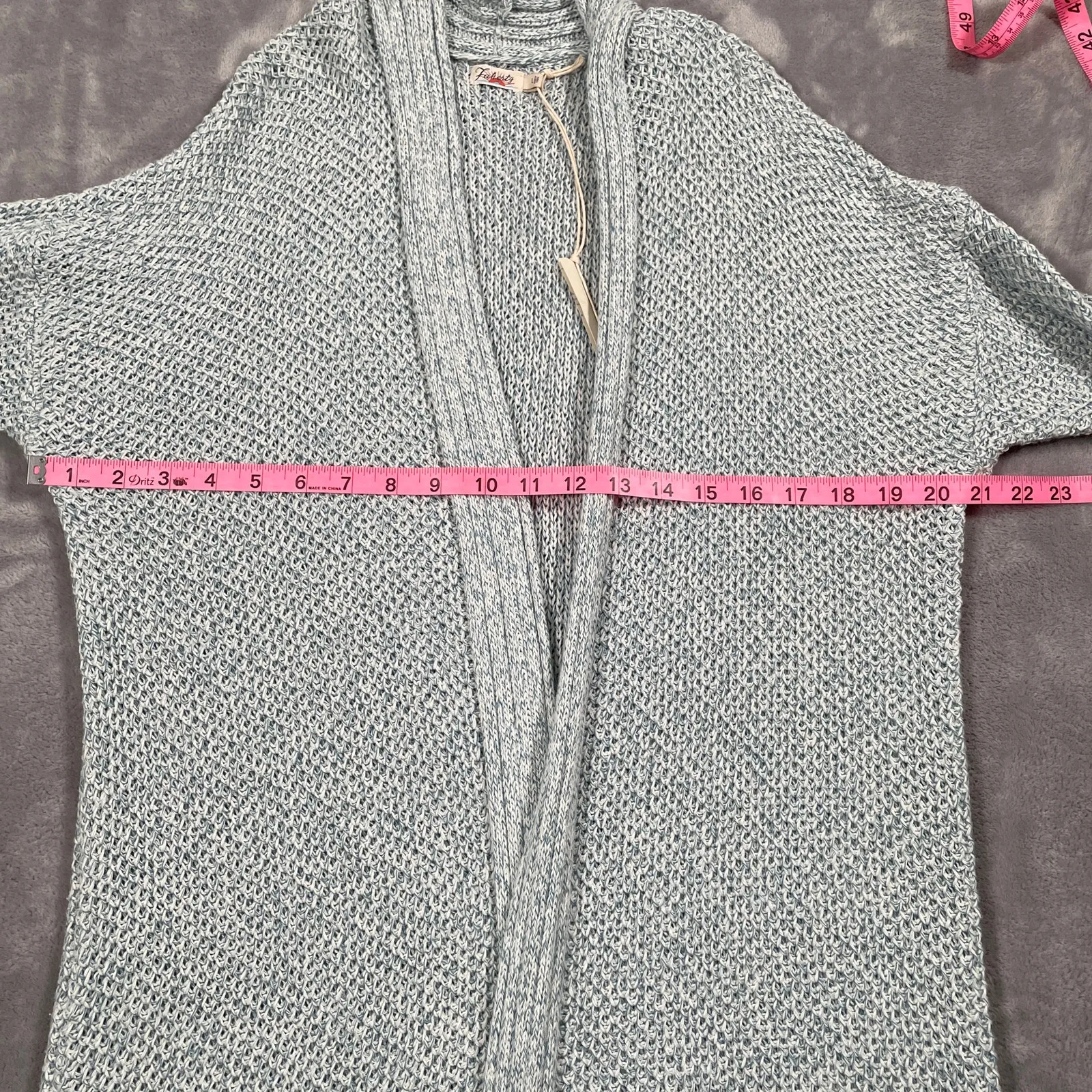 Faherty Sweater Large Heather Blue Longline Duster Coastal Casual Beach New - Image 5