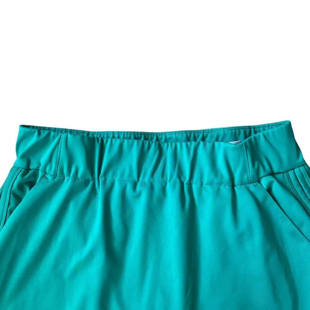 teal green pull on stretchy skorts elastic waist pockets shorts skirt M - Image 3