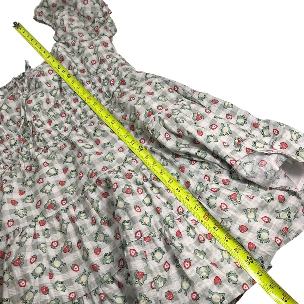 Hot Topic Strawberry Frog Tiered Gingham Babydoll Dress - Image 11