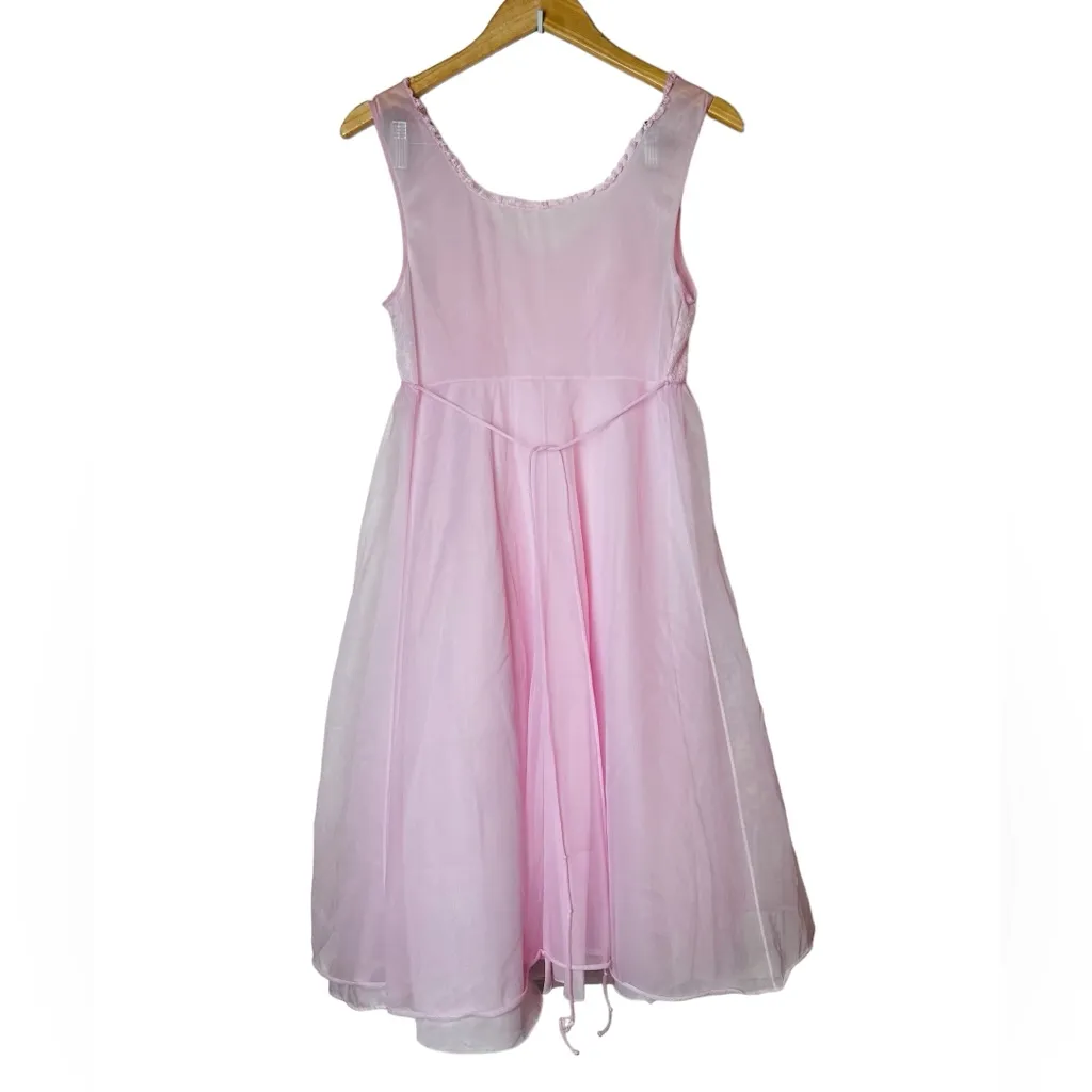 Vintage 70s Vanity Fair Light Pink Silky Chemise Dress Size Small - Image 8