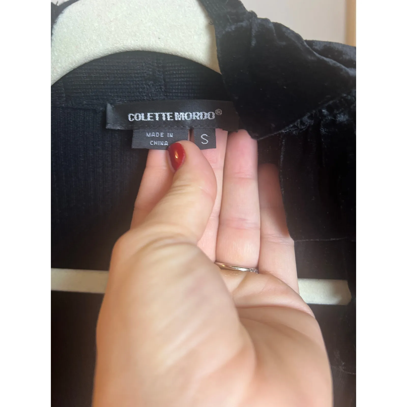 VTG Colette Mordo Black Sweater Velvet Ruffle Detail Women’s Size S - Image 7