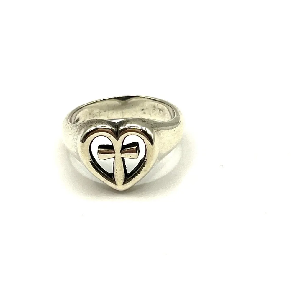 Retired James Avery Ring Eternal Love Heart Cross Sterling Silver 925 Size 8 - Image 9