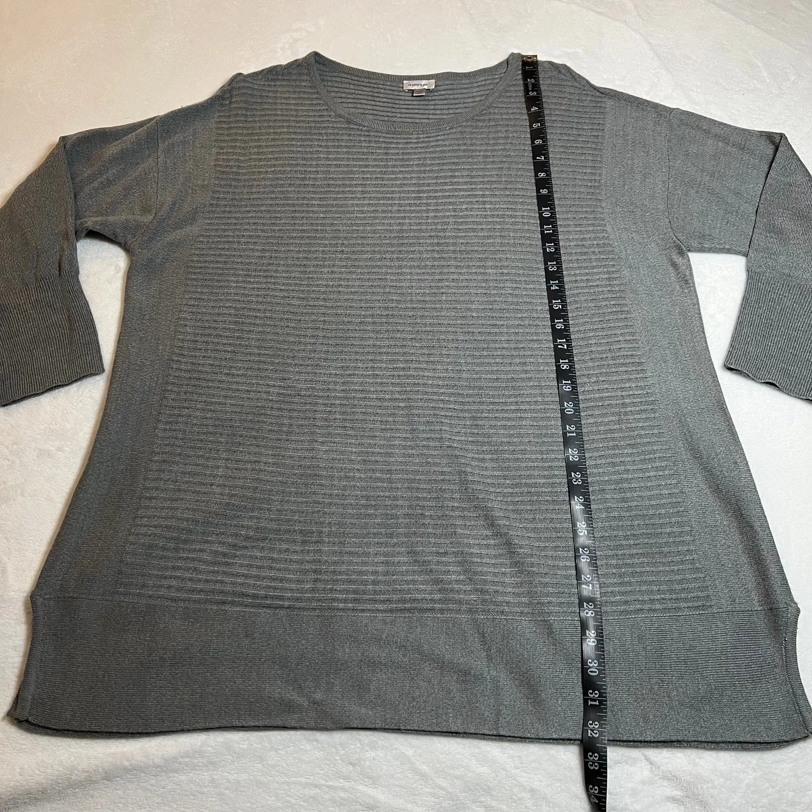 Avenue Crewneck Ribbed Knit Tunic Sweater Size 26/28 Lightweight Minimalist - Image 7