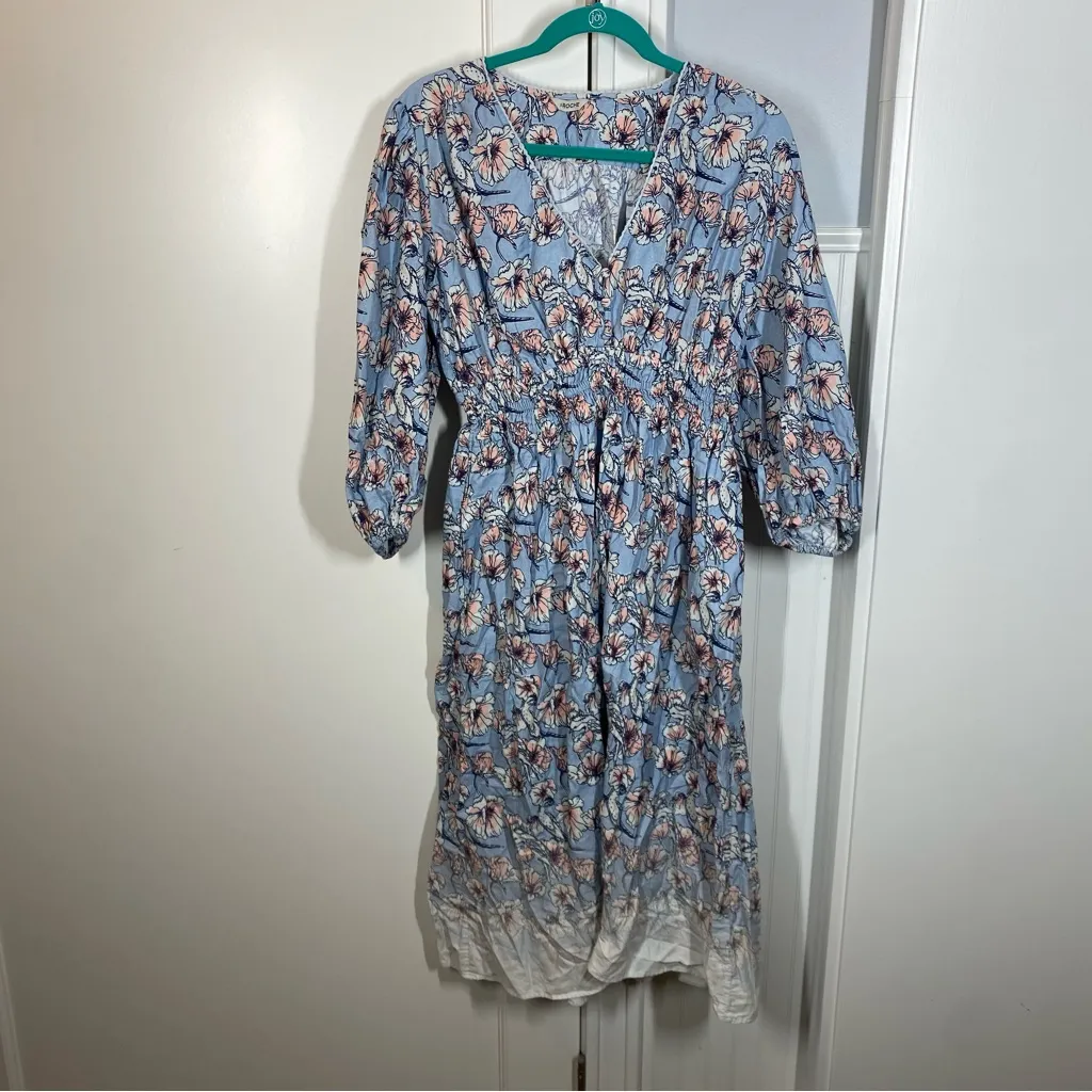 St. Roche Auberon Midi Dress Size 10 Organic‎ Cotton Coastal Beachy Vacation Pink - Image 3