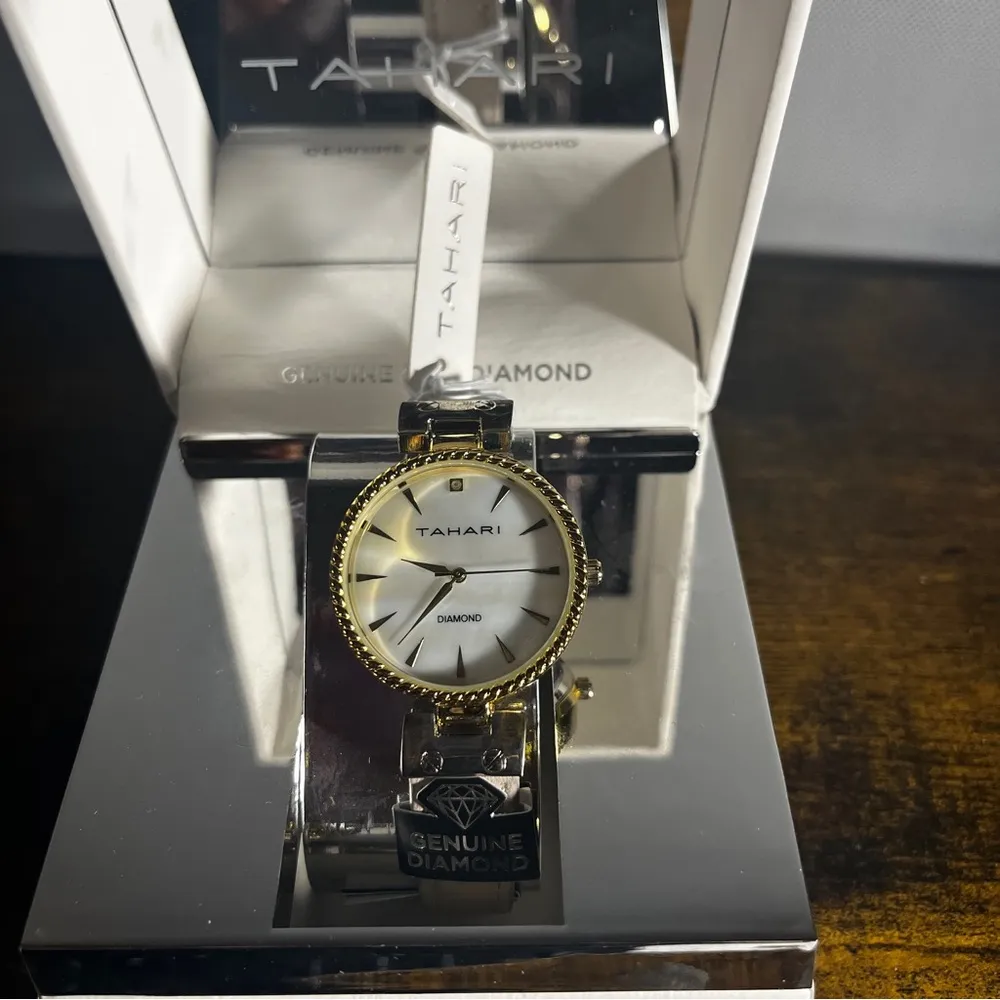 Tahari Diamond Women's Tan Strap Watch - Image 6