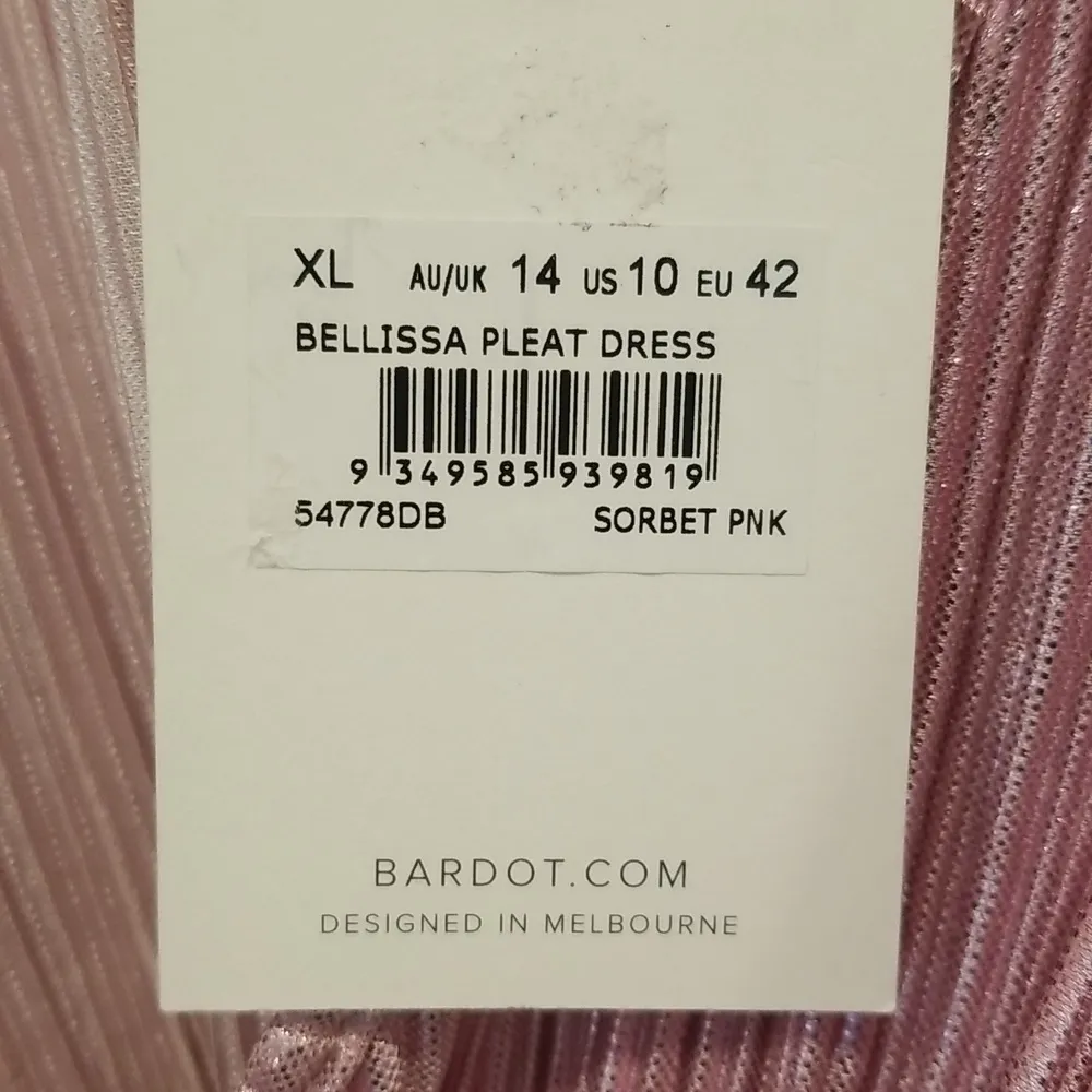 💕BARDOT Bellissa Long Sleeve Faux Wrap Dress Sorbet Pink Metallic Shine XL NWT - Image 12