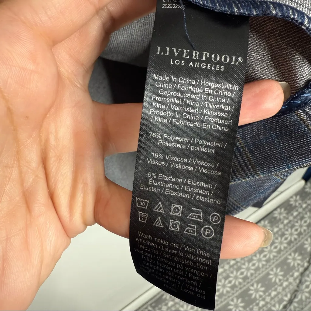 NWT Stitch Fix Liverpool Boyfriend‎ Blazer In Navy/Khaki Plaid Stretchy Size 2X - Image 8