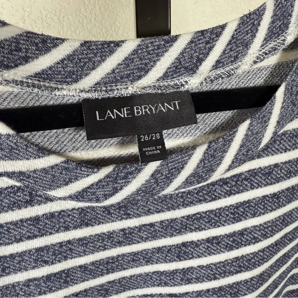 Lane Bryant Cold Shoulder Striped Tunic Dress Plus Size 26/28 Soft Casual Preppy - Image 2