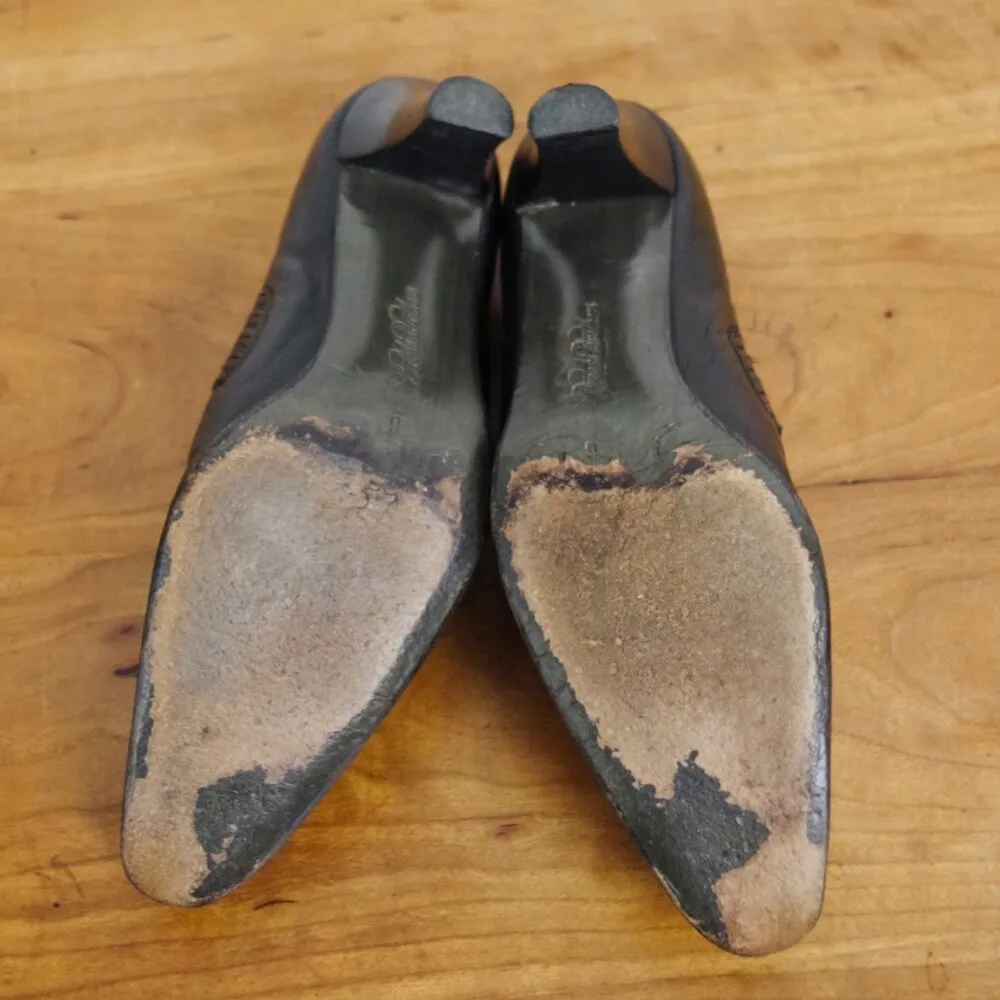 Brooks Brothers Italian Made Heeled Pointed Toe Black Leather Shooties 6 - Image 4