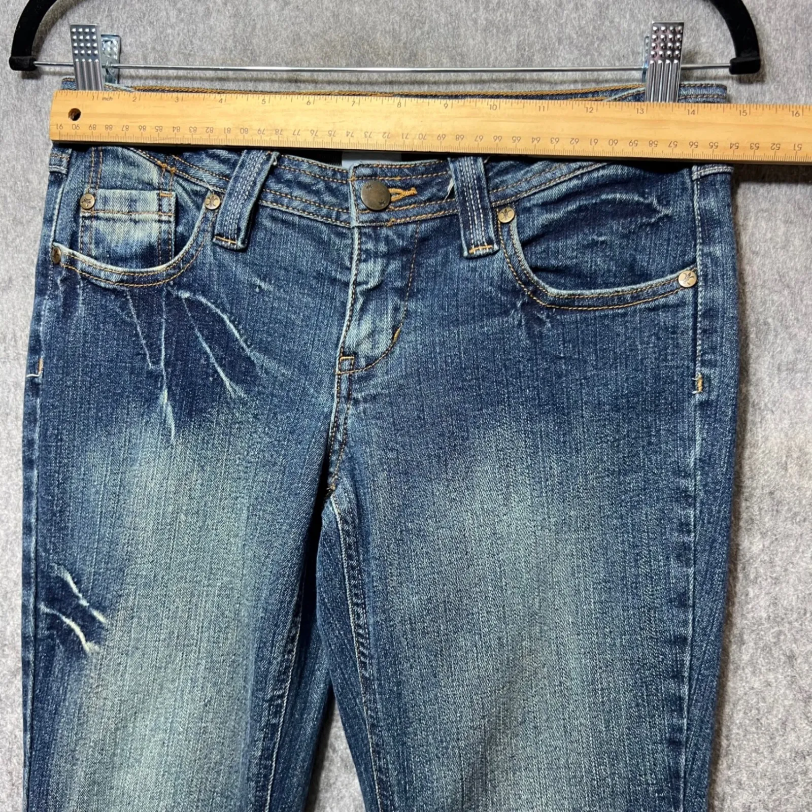 Vintage Y2K No Boundaries Flare‎ Jeans Low Rise Wide Leg Denim Blue Juniors 5 - Image 4