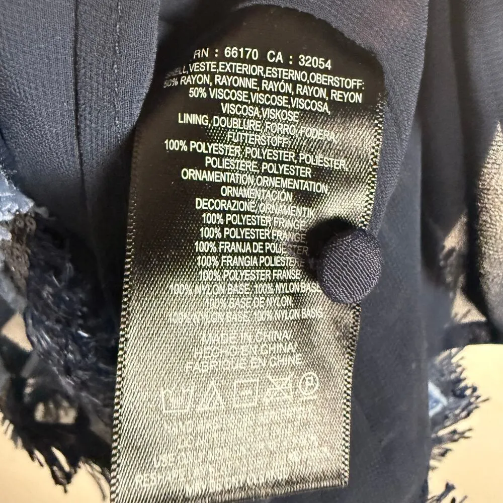 Maeve Anthropologie Navy Fringed Hem Sleeveless Swing Mini Dress Size 2 Blue - Image 13