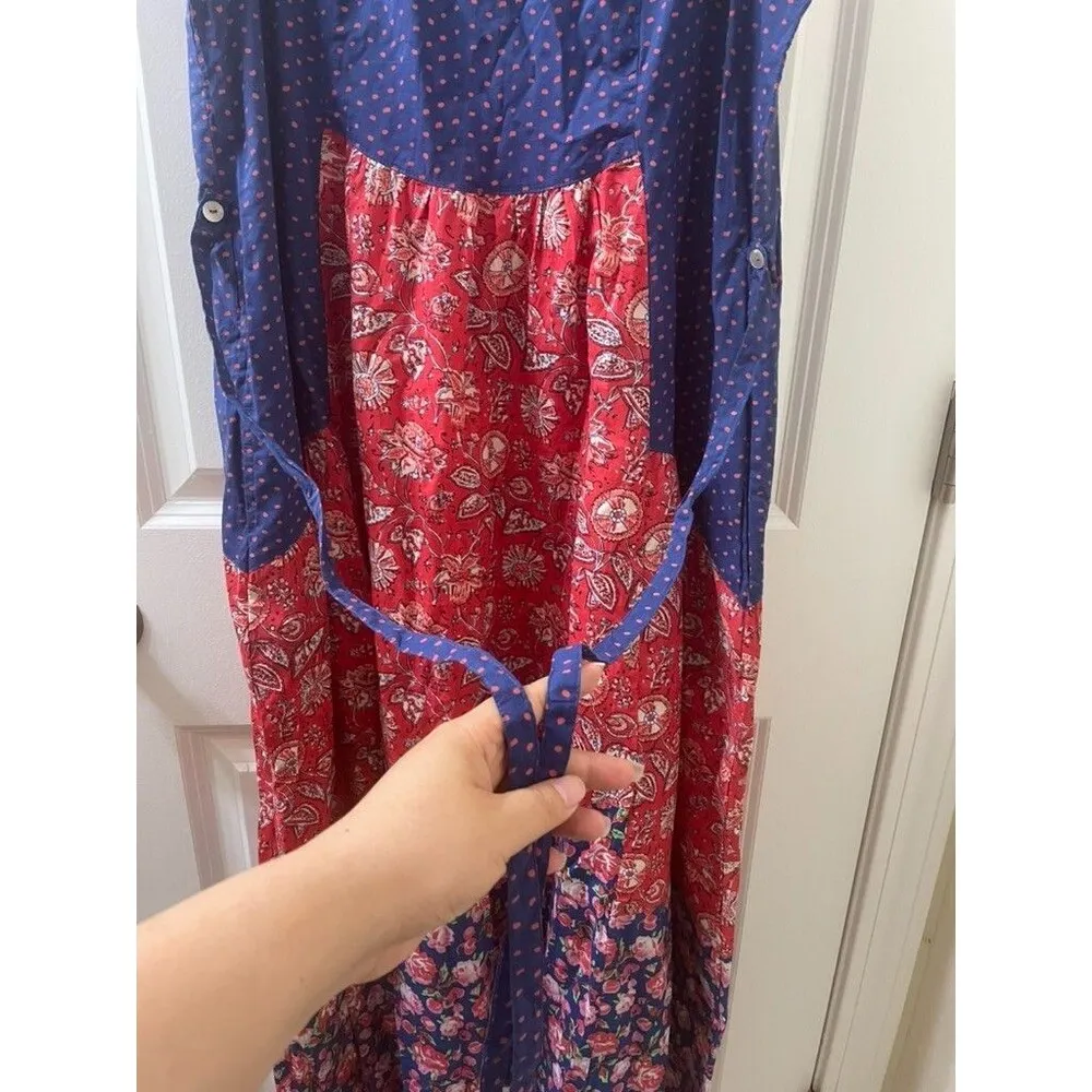 APRIL CORNELL dot Floral Cottage core Garden Party Casual sundress xxs Blue - Image 7