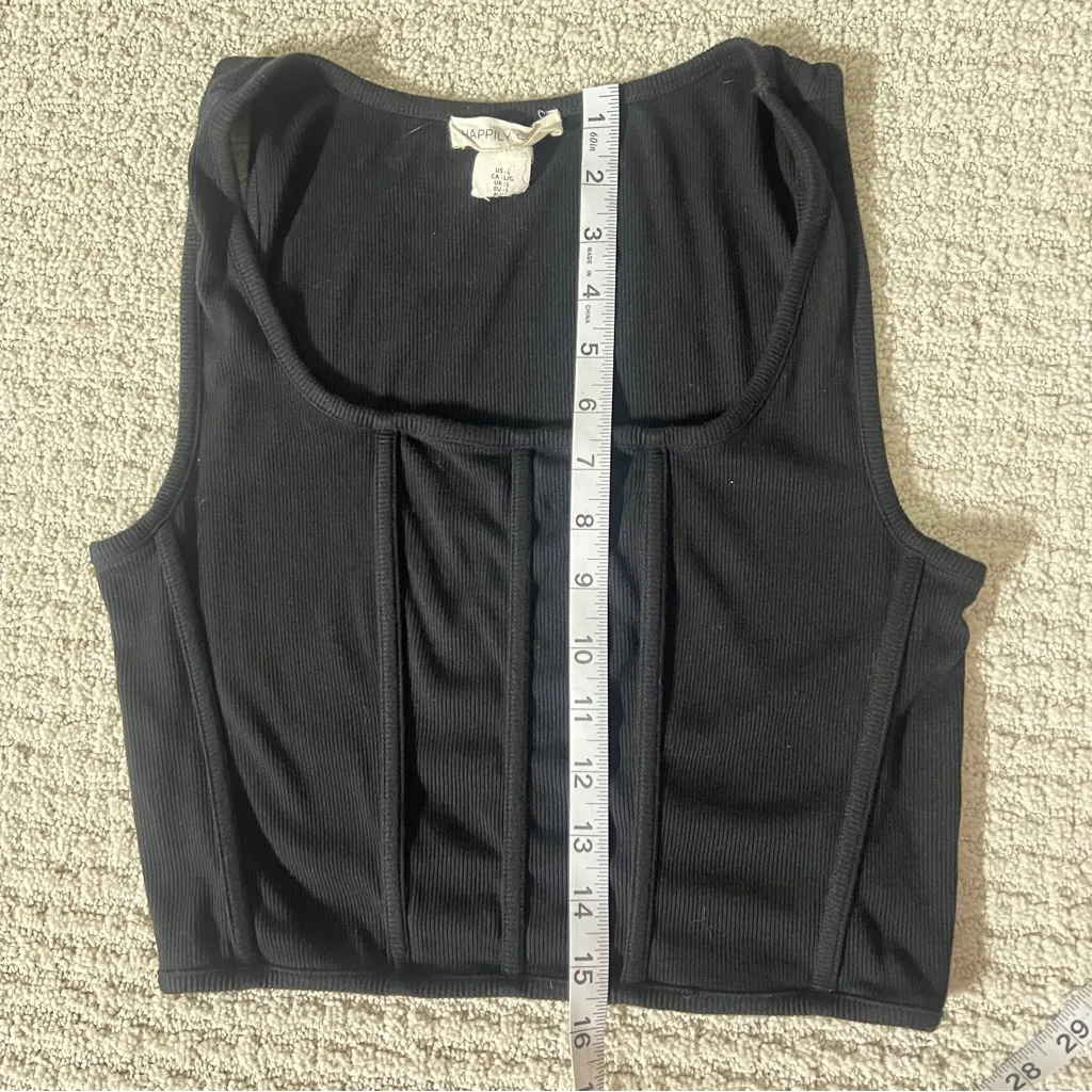 Happily Grey Chic Black Ribbed Crop Top Size L - Image 3