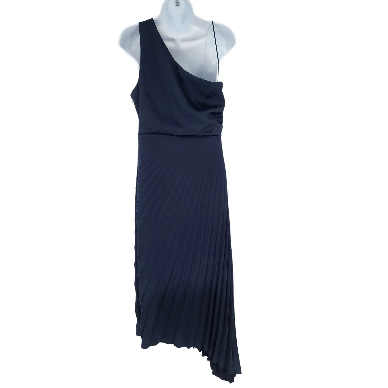 Sam Edelman Navy Blue Pleated One Shoulder Dress Women's Size 6 - Image 3
