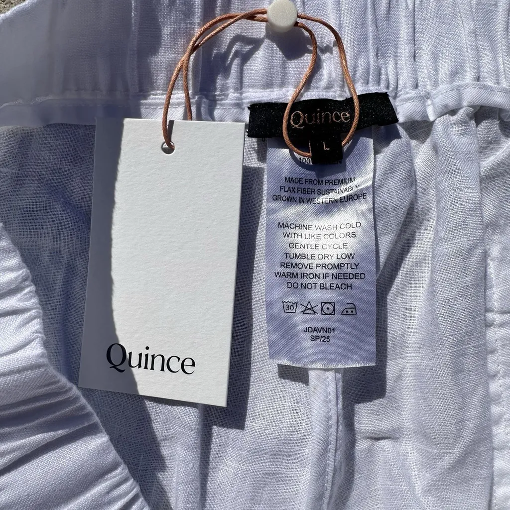 NWT Quince White European Linen Pull On Ankle Pants Women Hi - Image 5
