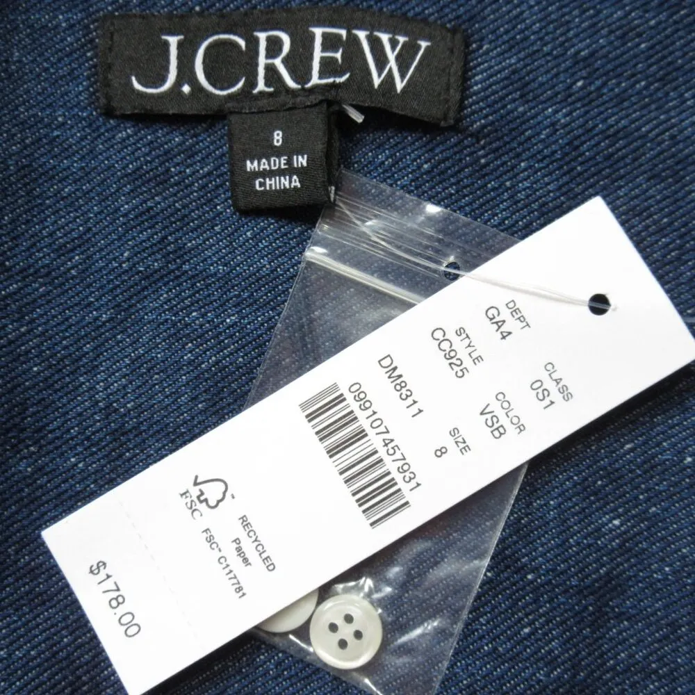 NWT J.Crew Denim Utility Dress in Valley Stream Blue Tie Waist Zip Front 8 - Image 5