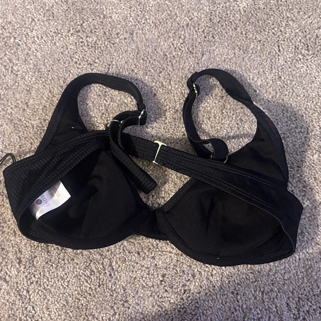 New Shade & Shore Elegant Black ribbed pushup swim bra 36b adjustable straps - Image 3