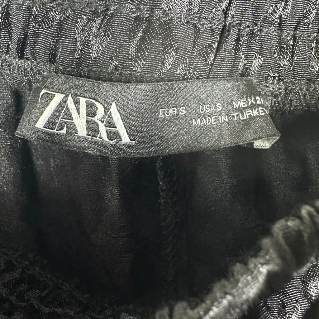 NWOT Zara Womens Black Leopard Print Tie Waist Joggers Size Small Lightweight - Image 6
