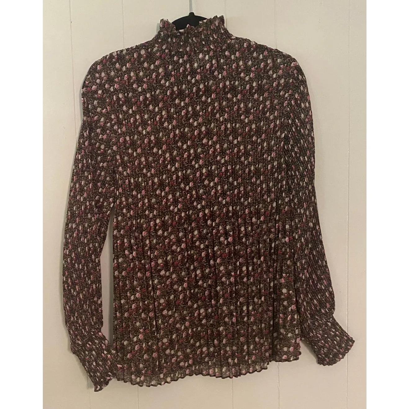 CAbi Blouse High Button Ruffle Neck Floral Pleated Balloon Sleeve Small Modest‎ - Image 2