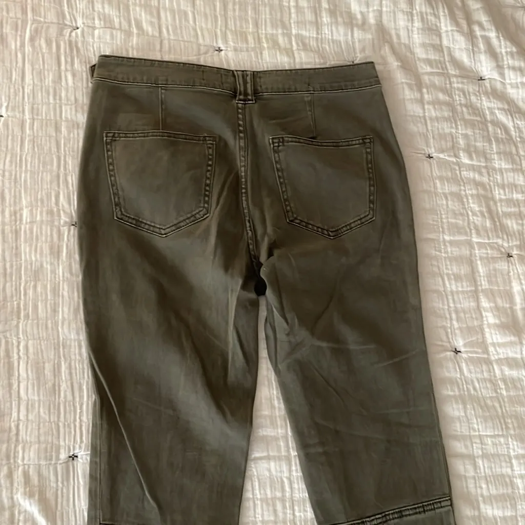 ANTHROPOLOGIE Pilcro Superscript Skinny Mid-Rise Moto Pant Olive Green Size 28 - Image 5