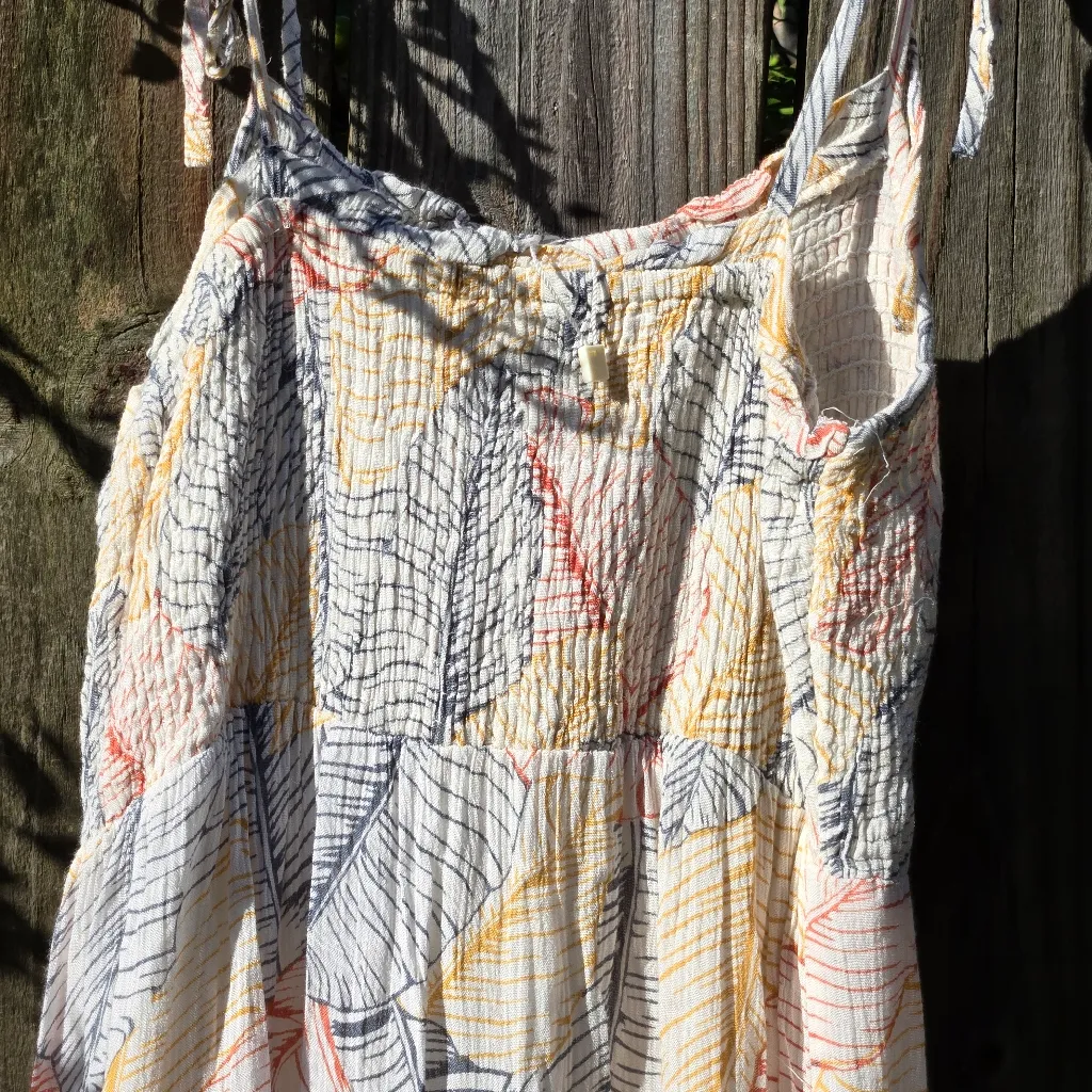 Sim & Sam Tiered Leaf Print Ruffle Dress M - Image 7