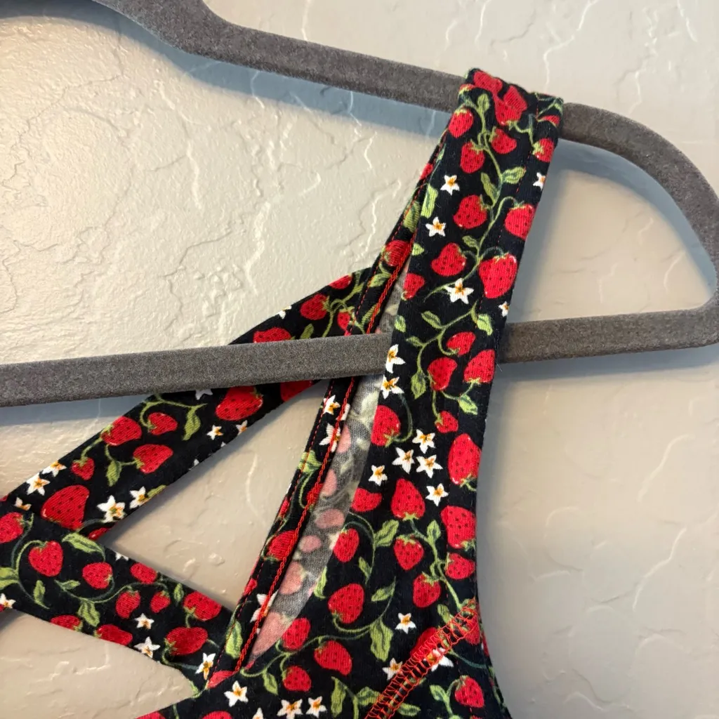 Free People Melanie strawberry print corset top with ruffle hem XS NEW with tag - Image 7