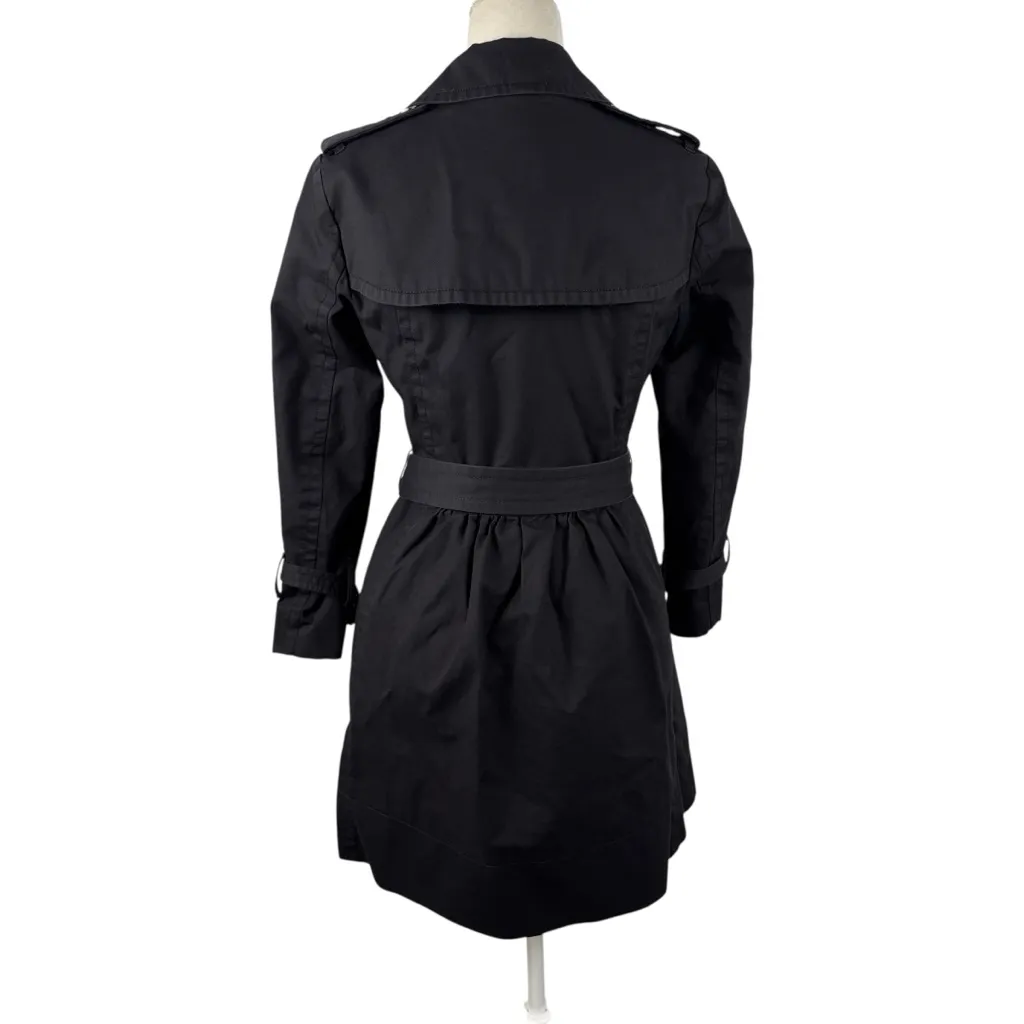 Marc by Marc Jacobs Double Breasted Black Trench Coat Belted Office Work Size M - Image 7