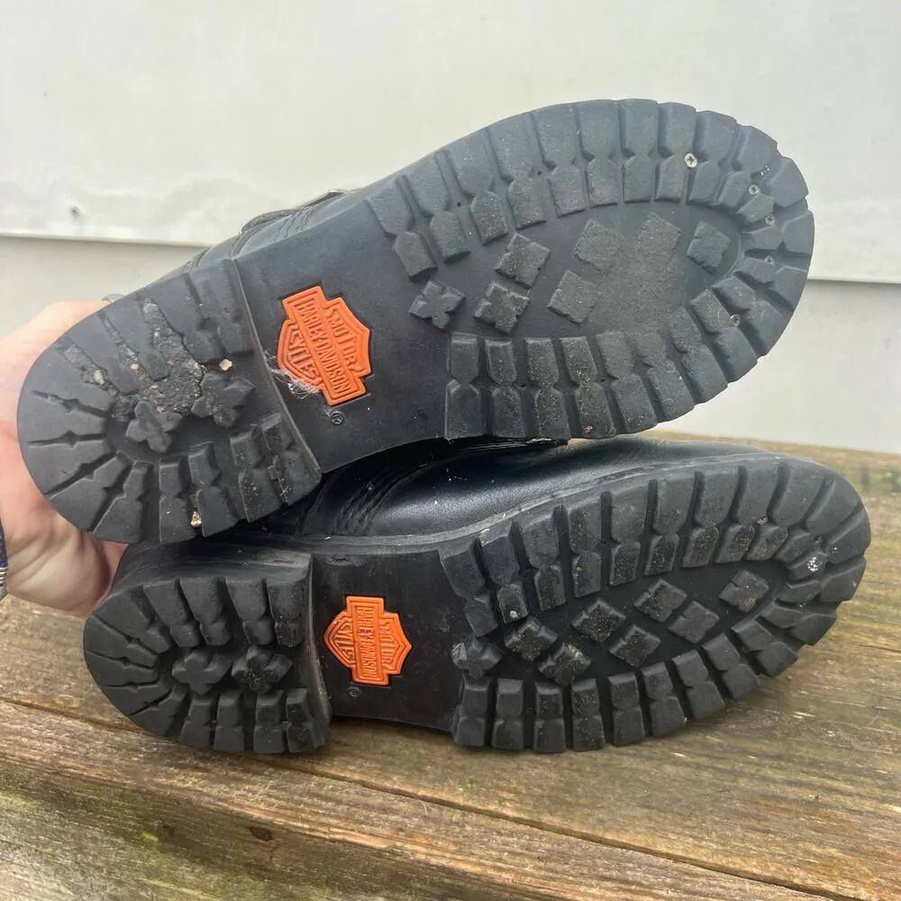 Harley Davidson Black Moto Biker Lace Up Buckle Boots 81003 Size 6 1/2 - Image 6