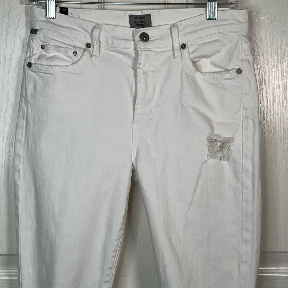 COH Citizens of Humanity Rocket Crop High Rise White Jeans Sz 28 Distressed - Image 2
