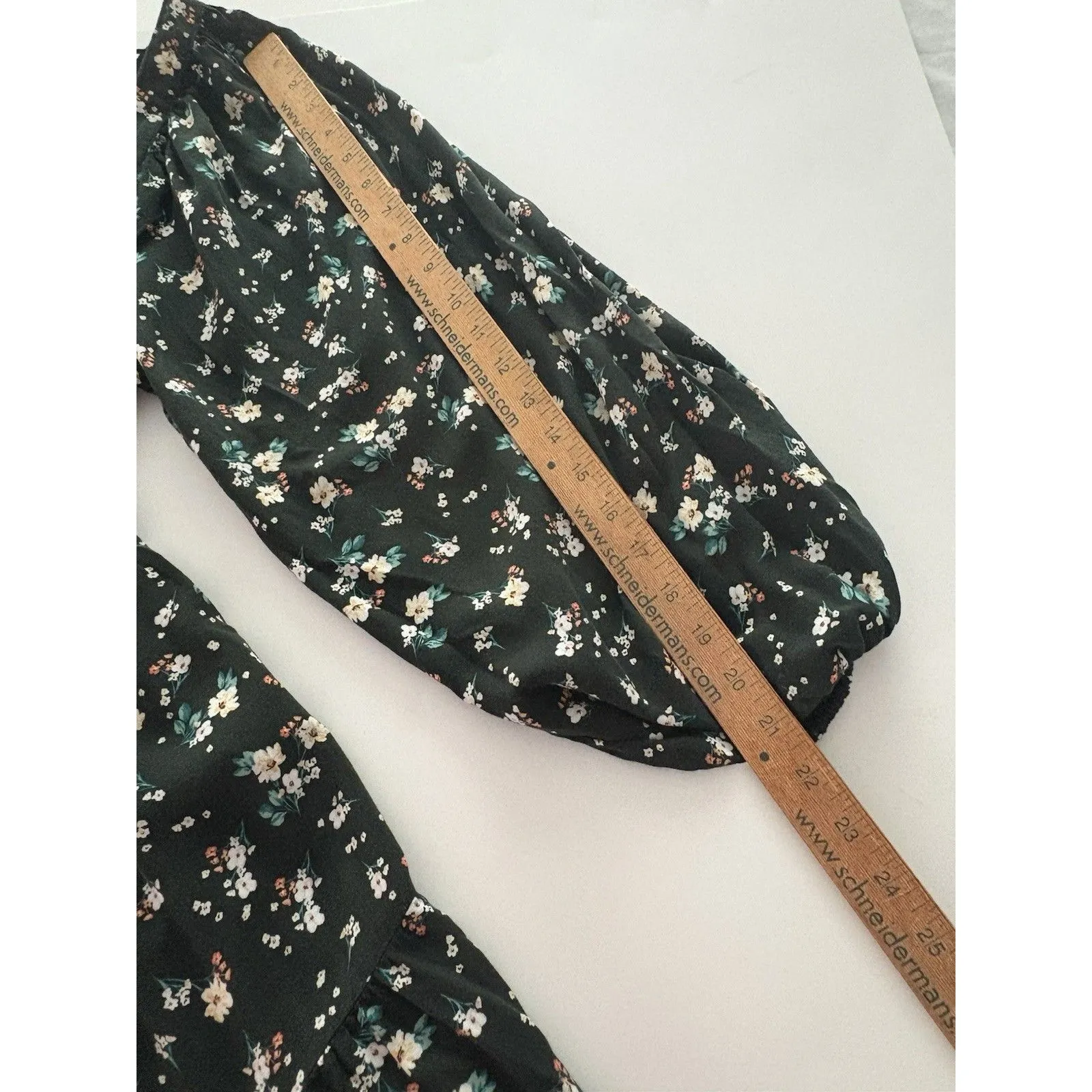 Old Navy Maxi Dress Size L Green Floral Tiered Prairie Forest Whimsigoth Modest - Image 15